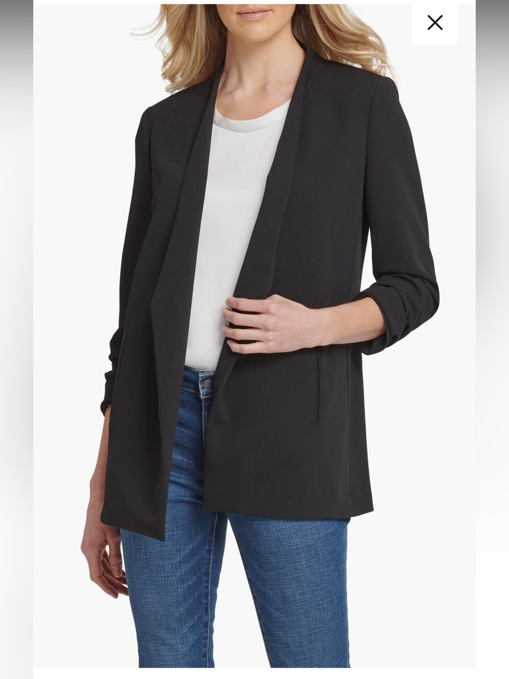 DKNY BLACK SPORTSWEAR Open Front Blazer - LARGE